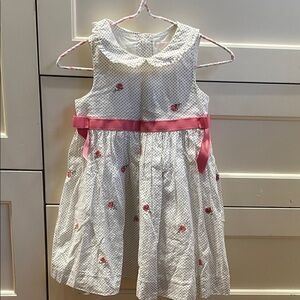 Janie and Jack White Dress with Pink Accents